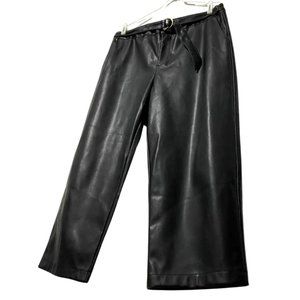 Marc NY Andrew Marc Black Faux Leather Pull On Suede Pants - Size 14